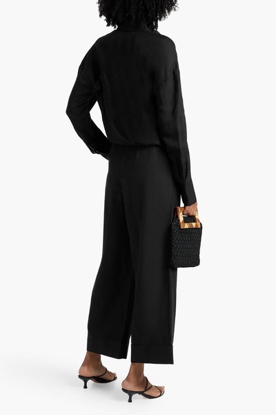 Linen and Lyocell-blend wide-leg pants