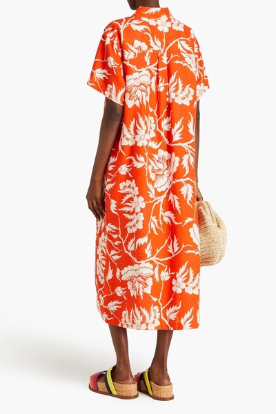 Abbie floral-print hemp midi shirt dress