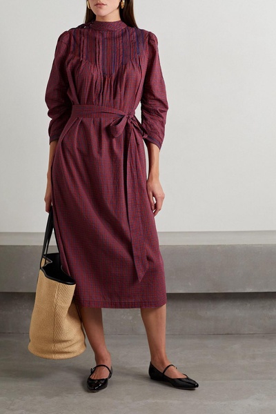 Ranger belted checked cotton-voile midi dress