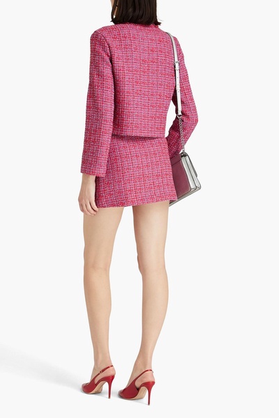 Cropped frayed tweed jacket