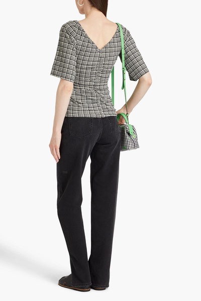 Ruched checked seersucker top