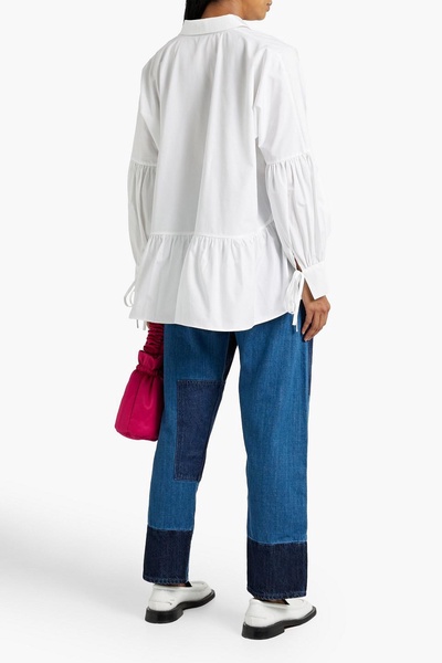 Andrea gathered cotton-poplin blouse