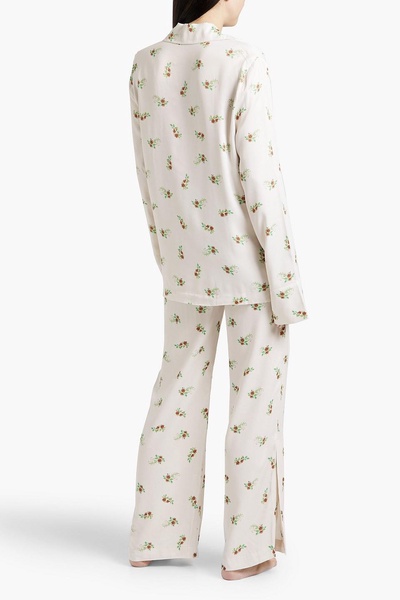 Floral-print charmeuse pajama top