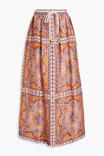 Halcyon printed linen maxi skirt