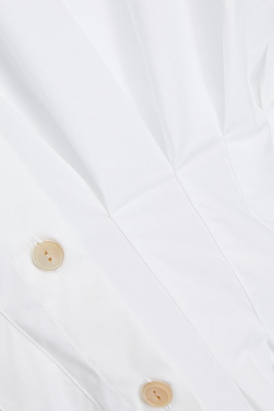 Pleated cotton-blend poplin shirt