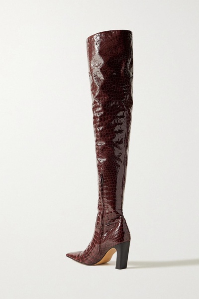 Marfa croc-effect leather over-the-knee boots