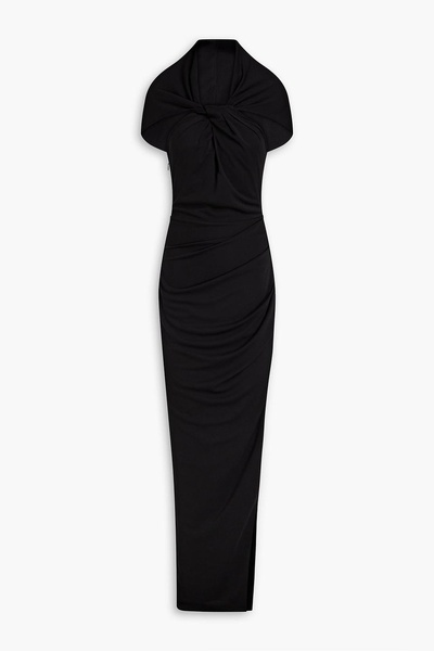 Charmaine twist-front stretch-crepe hooded gown