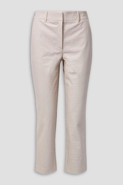 Faux croc-effect leather straight-leg pants