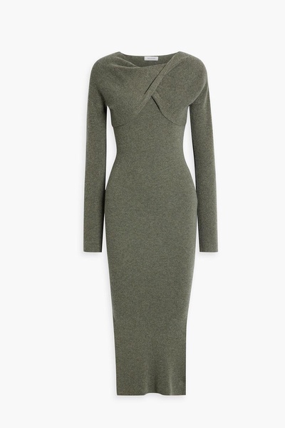 Cutout ribbed wool and cashmere-blend midi dress