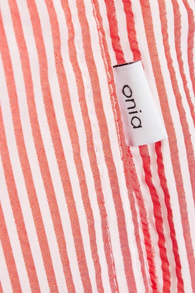 Charles short-length striped seersucker swim shorts