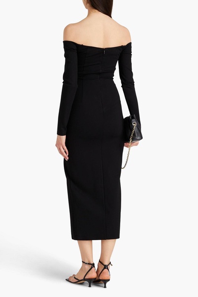 Off-the-shoulder ponte midi dress