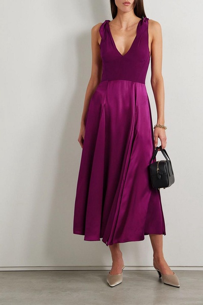 Charlotte tie-detailed silk-chiffon and satin midi dress