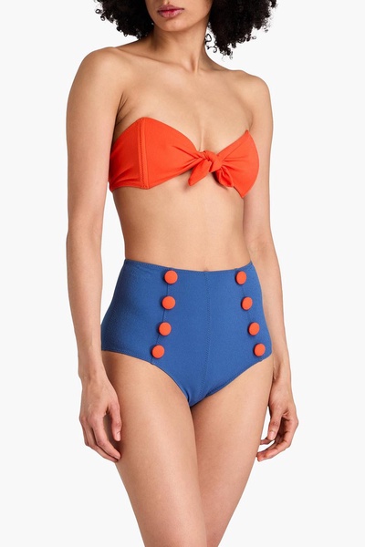 Poppy button-embellished bandeau bikini