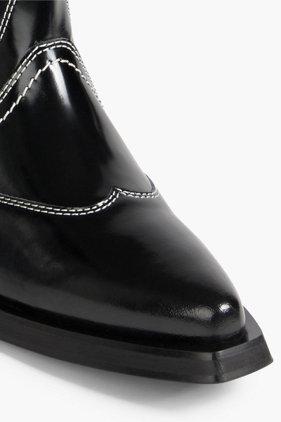 Glossed-leather ankle boots