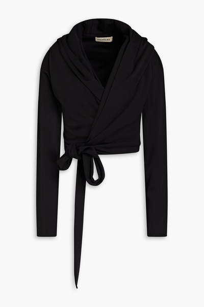 Constance cropped jersey hooded wrap top