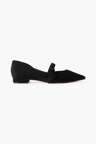 Asymmetric Clarita bow-detailed suede Mary Jane flats