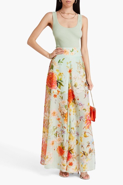 Printed silk-chiffon wide-leg pants