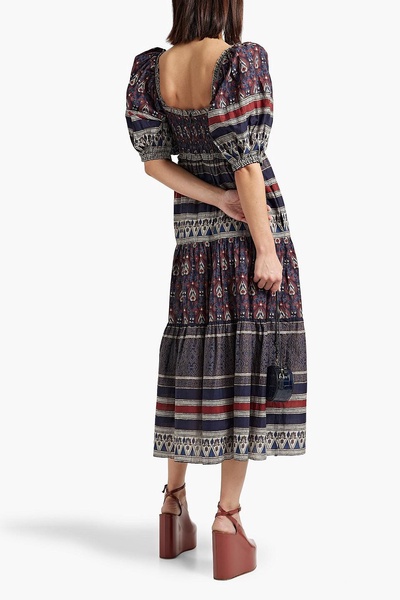 Tasha tiered printed cotton-voile midi dress