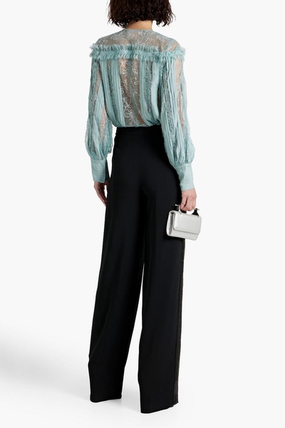 Sequin-embellished crepe wide-leg pants