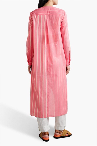 Striped cotton-voile midi shirt dress