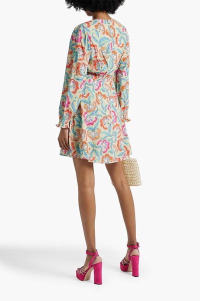 Eve button-detailed printed crepe mini dress