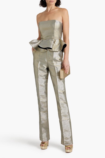 Moody lamé straight-leg pants