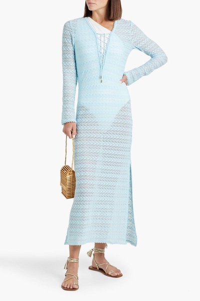 Maddison lace-up crochet midi dress