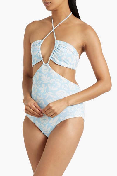 Cutout printed swimsuit