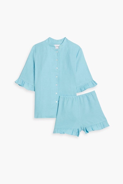 Ruffled linen pajama set