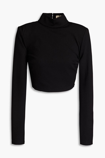 Leysa cropped cutout jersey turtleneck top