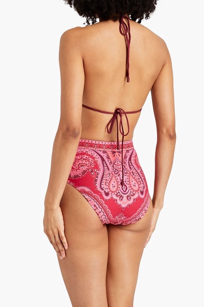 Paisley-print triangle bikini top