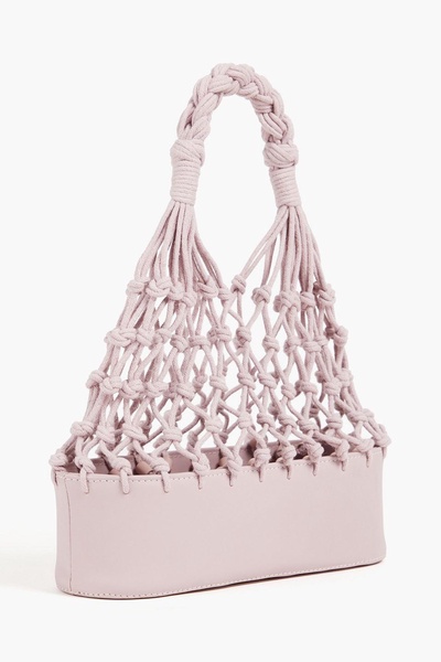 Macramé and leather tote