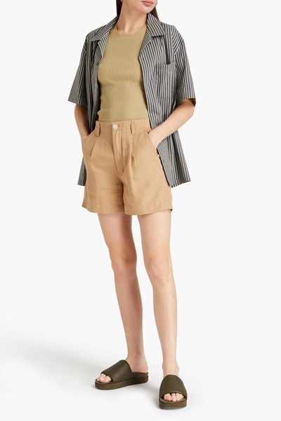 Linen, TENCEL™ and cotton-blend twill shorts