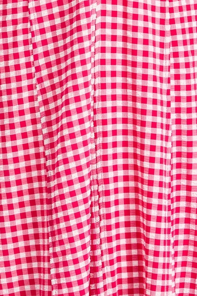 Ruched gingham stretch-seersucker maxi dress