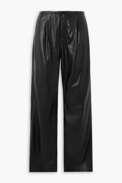 Faux leather straight-leg pants