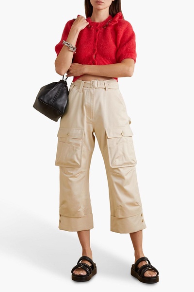 Belted cropped cotton-twill straight-leg cargo pants