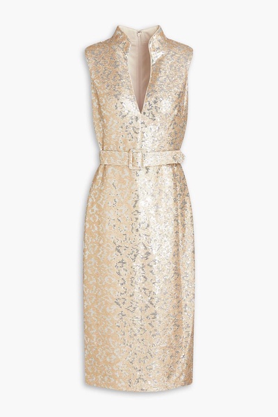 Sequined mesh midi dress