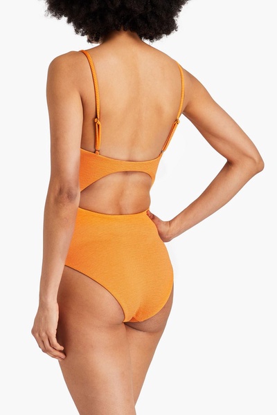 Kia cutout ribbed knotted swimsuit