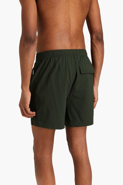 Calder 6E mid-length striped seersucker swim shorts