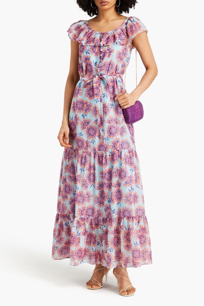 Cassie ruffled floral-print cotton and silk-blend voile maxi dress