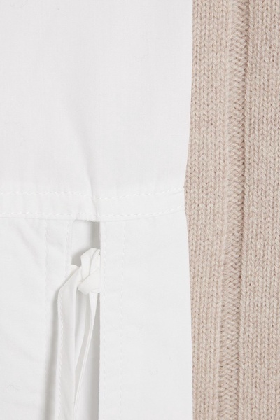 Paola poplin and ribbed wool turtleneck sweater