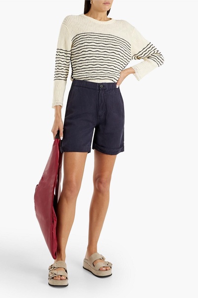 Linen, TENCEL™ and cotton-blend twill shorts