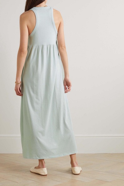 Gathered cotton-jersey maxi dress