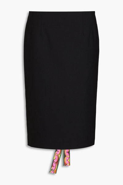 Wool-blend crepe pencil skirt