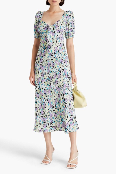 Teagan knotted floral-print crepe midi dress