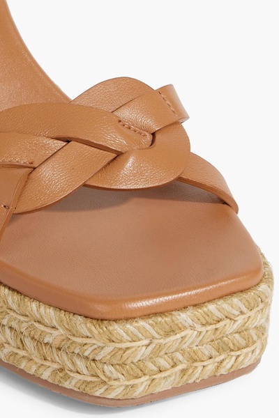 Braided leather espadrille wedge sandals