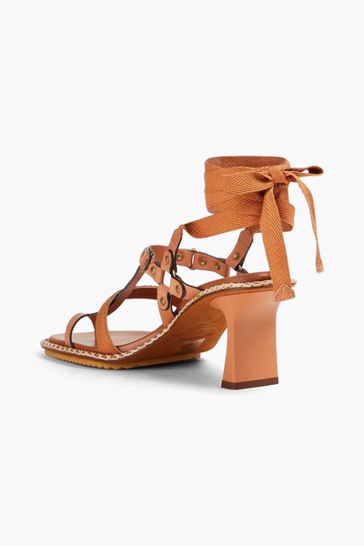 Grosgrain and leather sandals