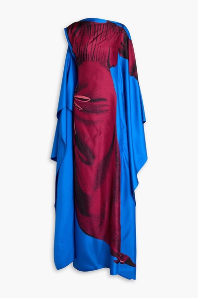 Senvu draped printed silk-twill maxi dress