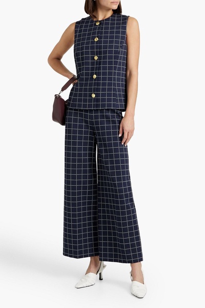 Checked jacquard wide-leg pants