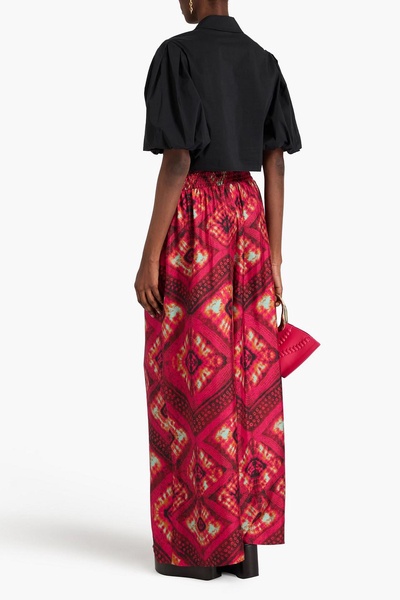 Clemence printed silk-twill wide-leg pants